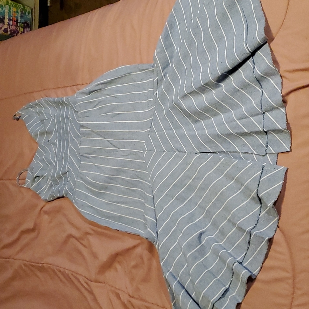 Baby blue and white striped dress size s  chickme